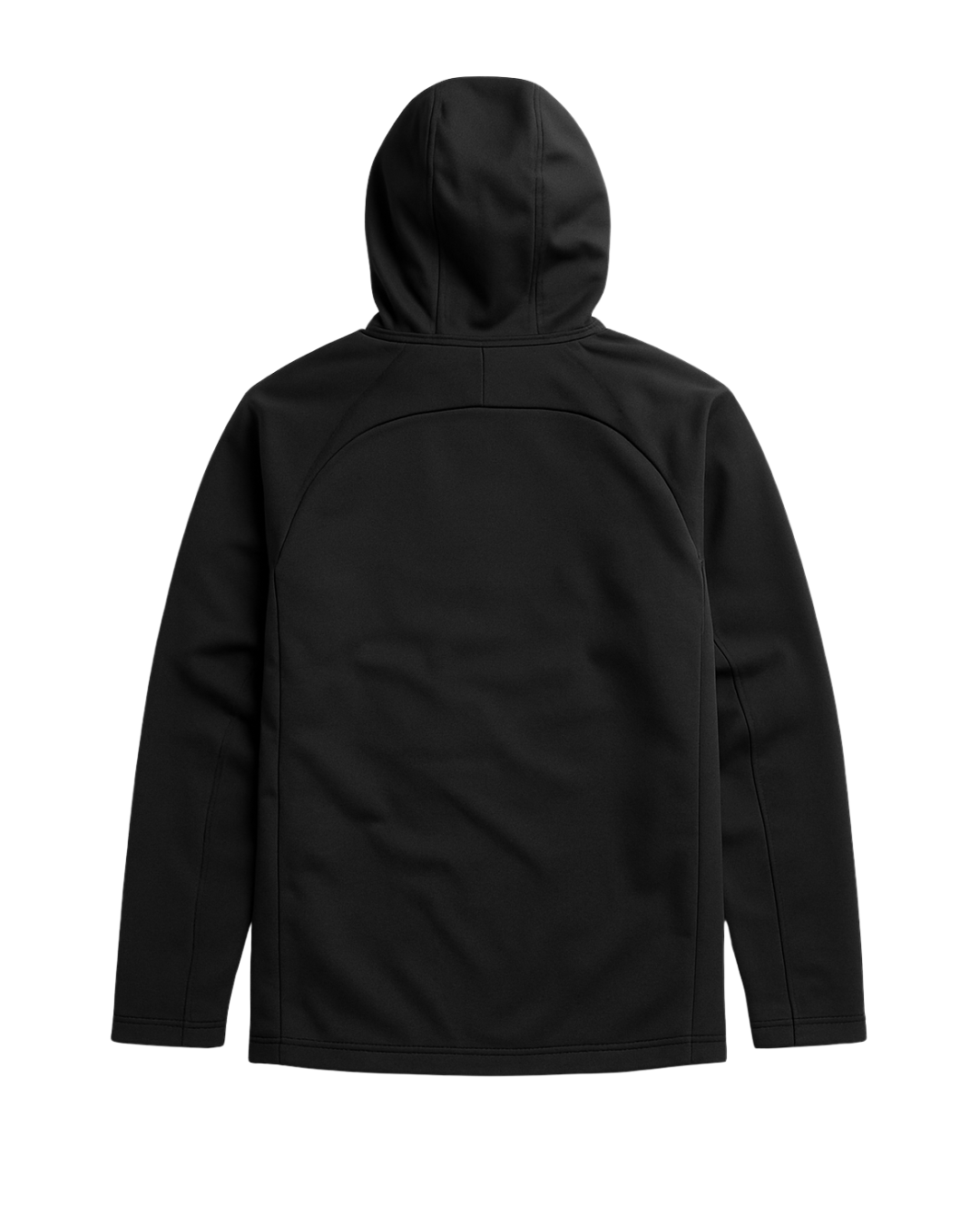 Black hooded jacket on a white background
