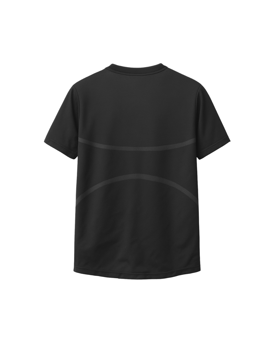 Black t-shirt on a white background