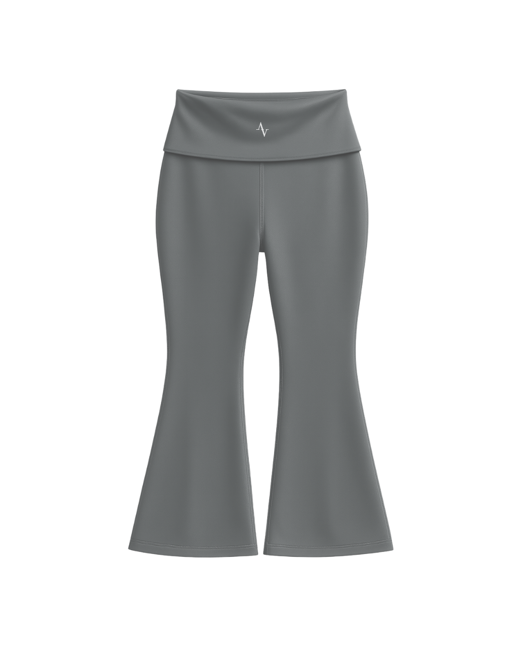 Gray flared pants on a white background